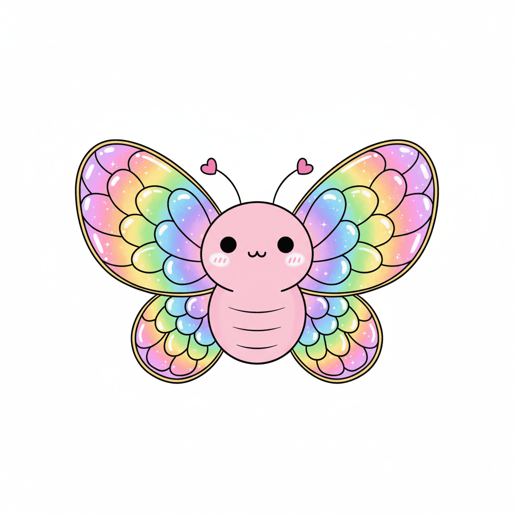 Butterfly With Shimmering Wings - easy cartoon drawing idea
