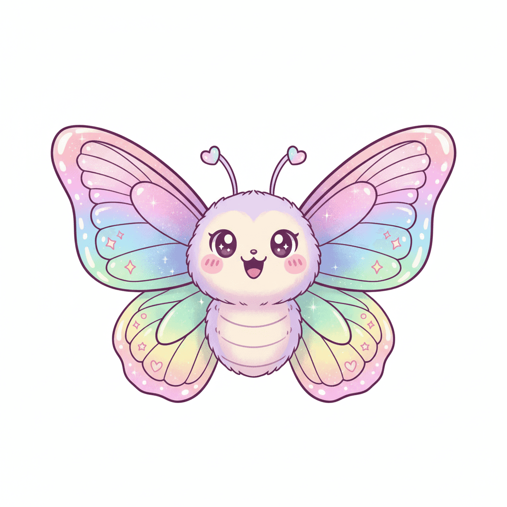 Butterfly With Shimmering Wings - medium cartoon drawing idea