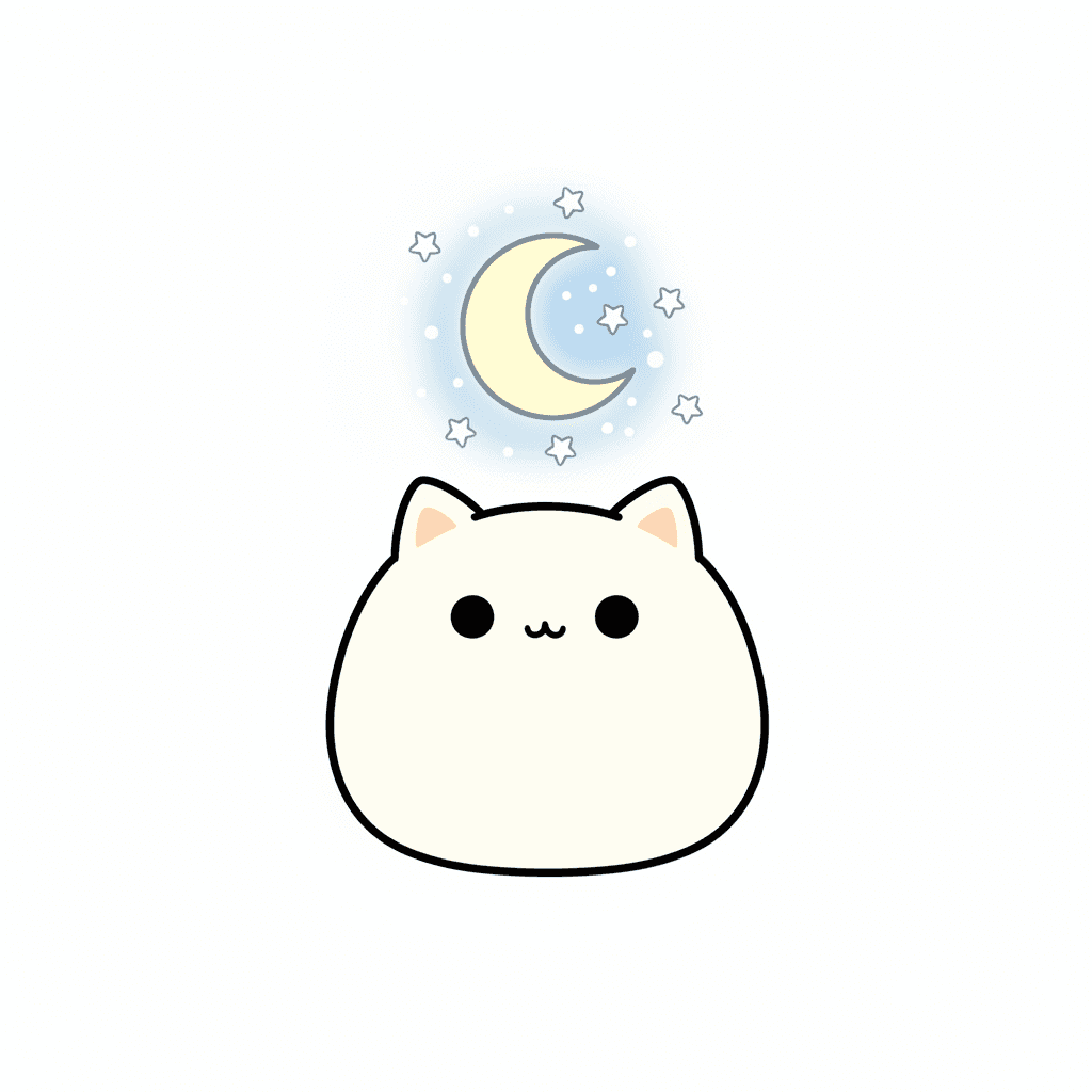 Cat Gazing at Stars (Anime) - easy cartoon drawing idea