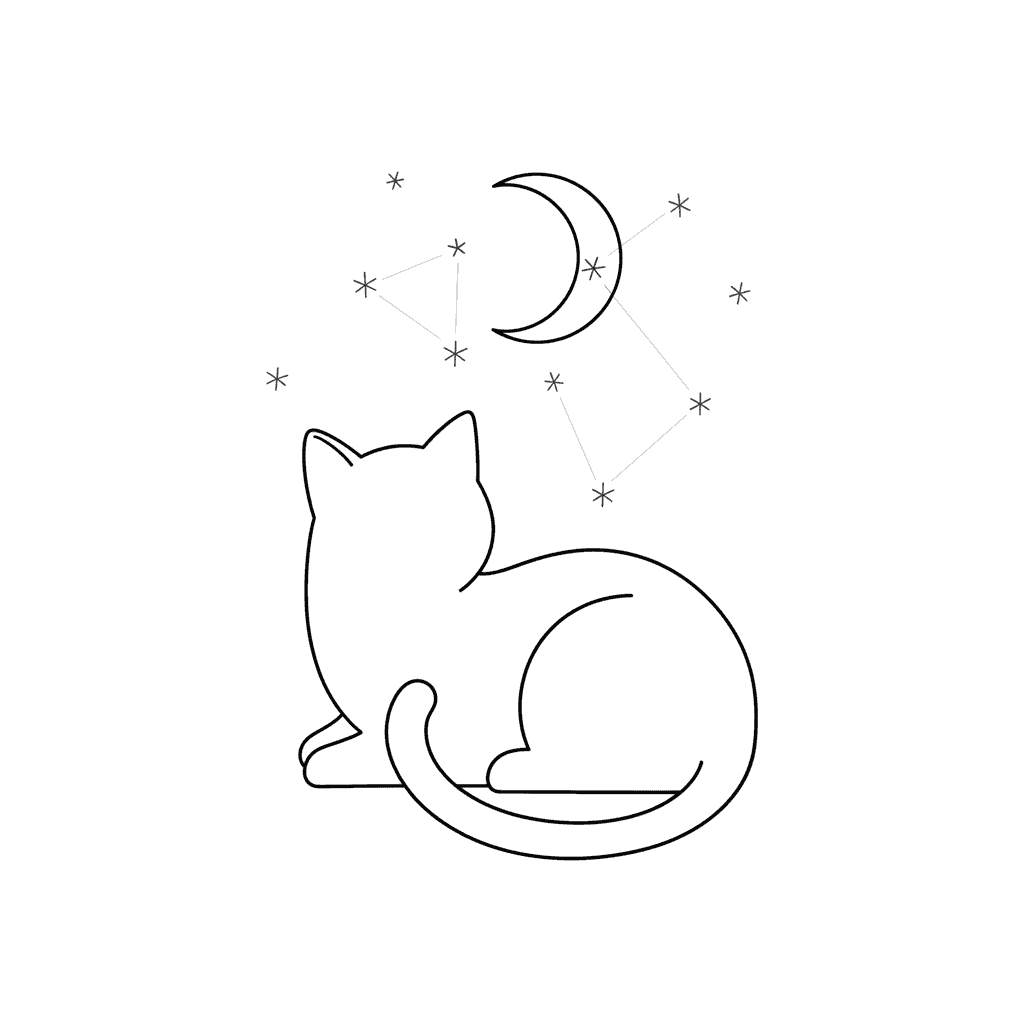 Cat Gazing at Stars (Sketch) - easy sketch drawing idea