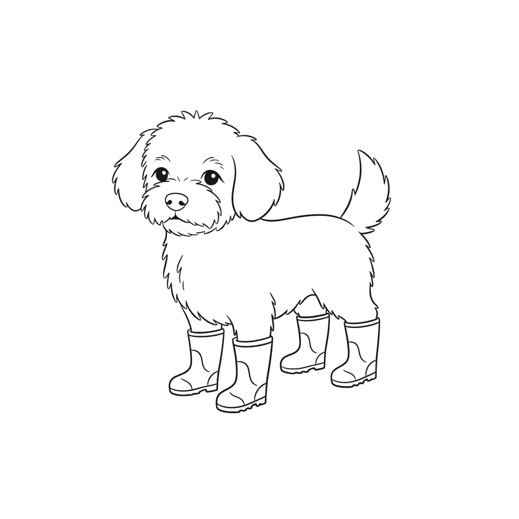 Dog In Tiny Rain Boots - easy sketch drawing idea