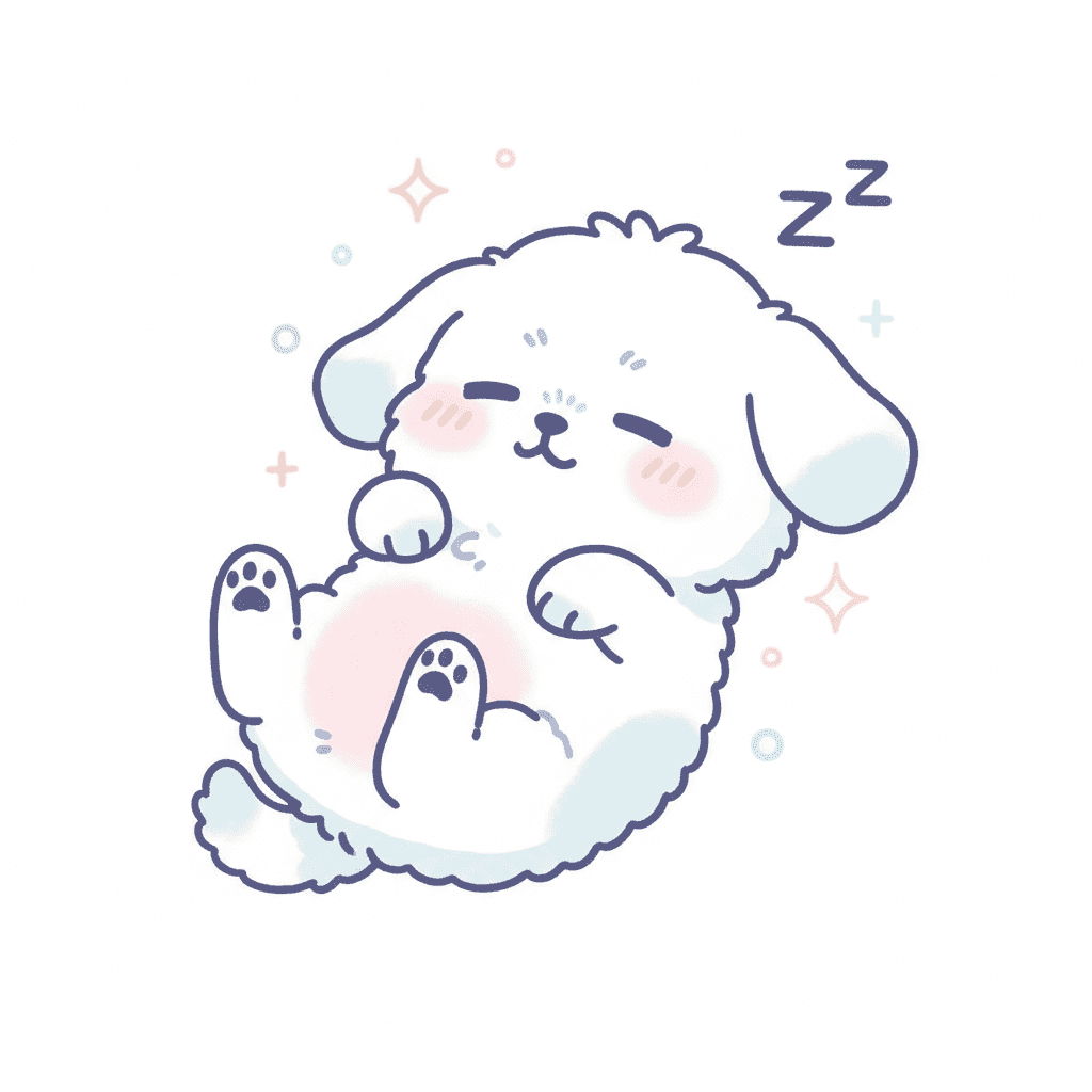 Dog Sleeping Upside Down - medium cartoon drawing idea