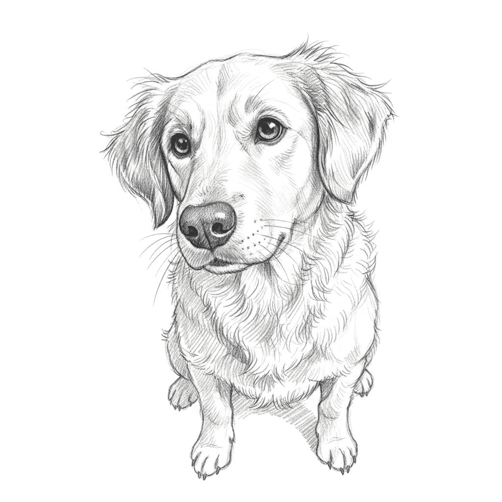 Dog Tilting Head Curiously - hard sketch drawing idea