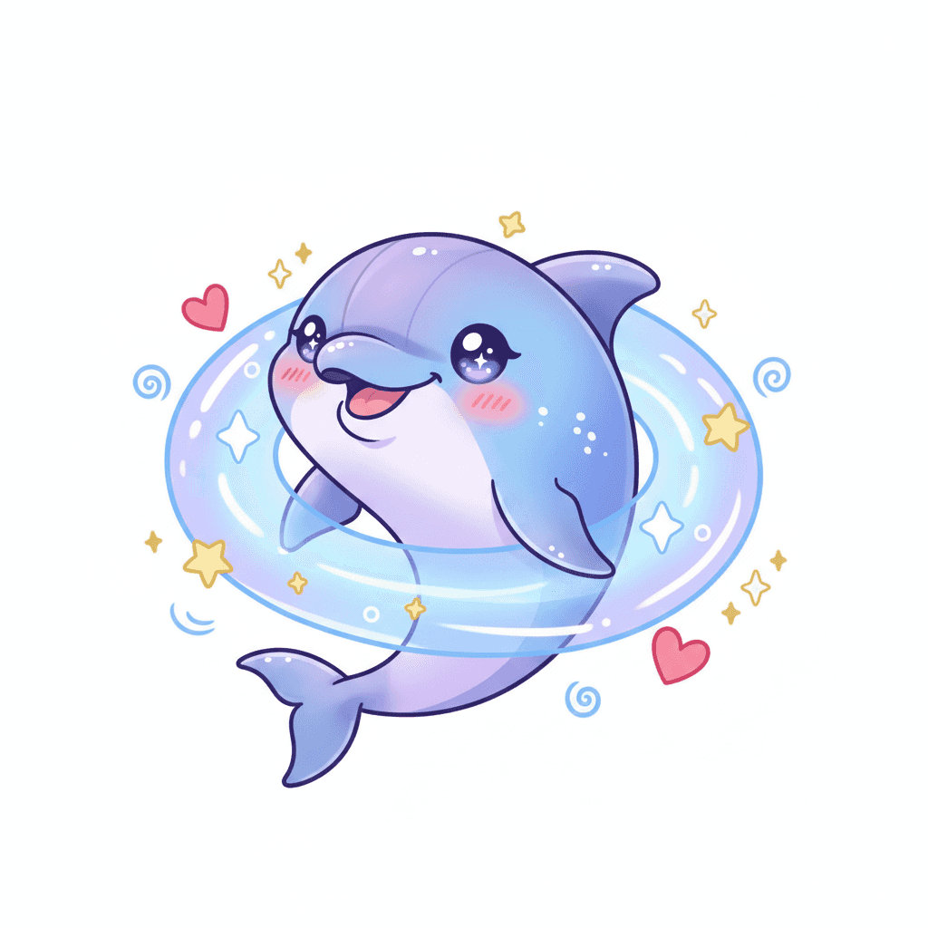 Dolphin Creating Bubble Ring - hard cartoon drawing idea