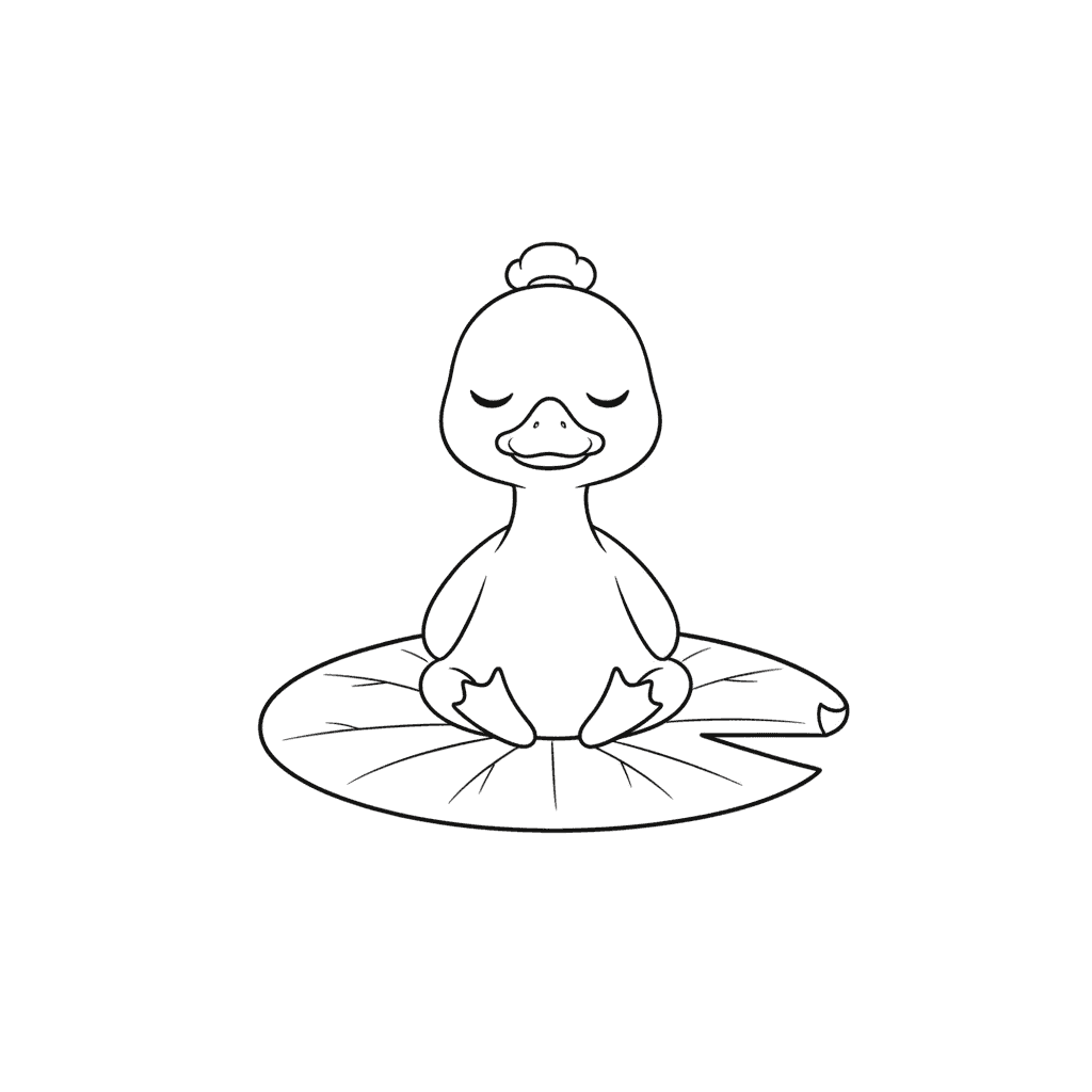 Duck Meditating On Lily Pad - easy sketch drawing idea