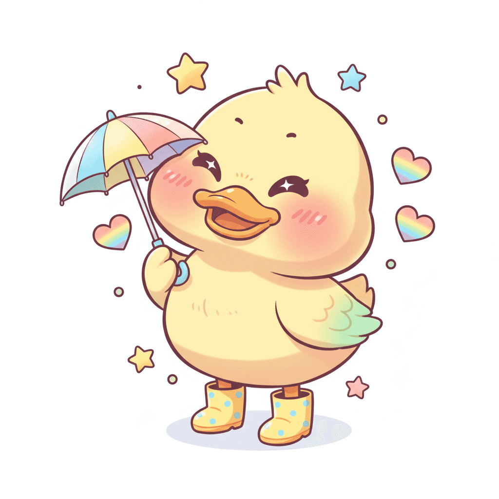 Duck Wearing Tiny Rain Boots - hard cartoon drawing idea