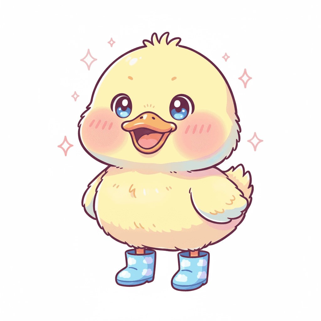 Duck Wearing Tiny Rain Boots - medium cartoon drawing idea