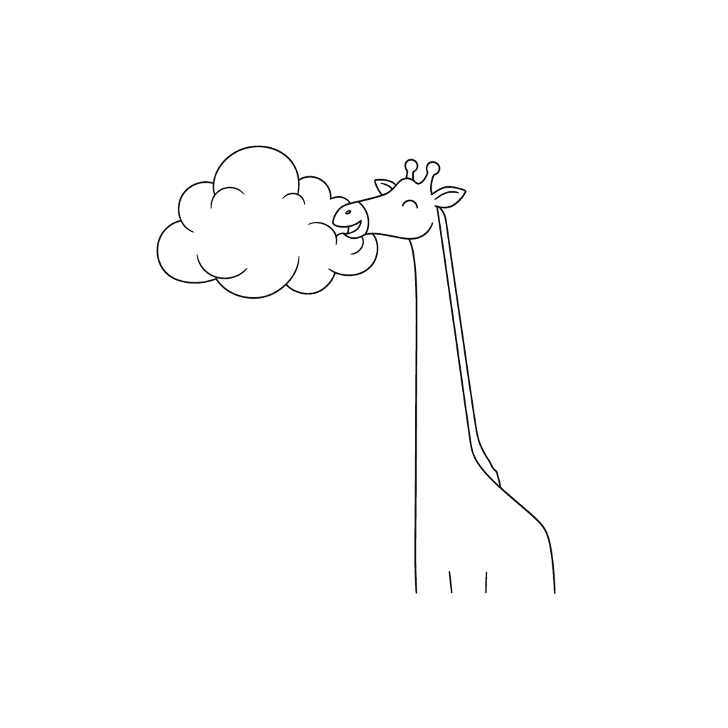 Giraffe Eating A Cloud - easy sketch drawing idea