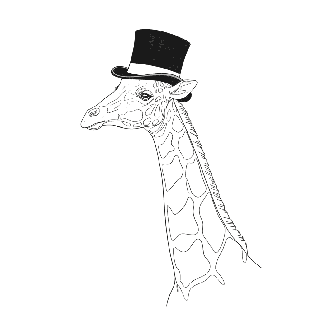 Giraffe Wearing A Top Hat - easy sketch drawing idea