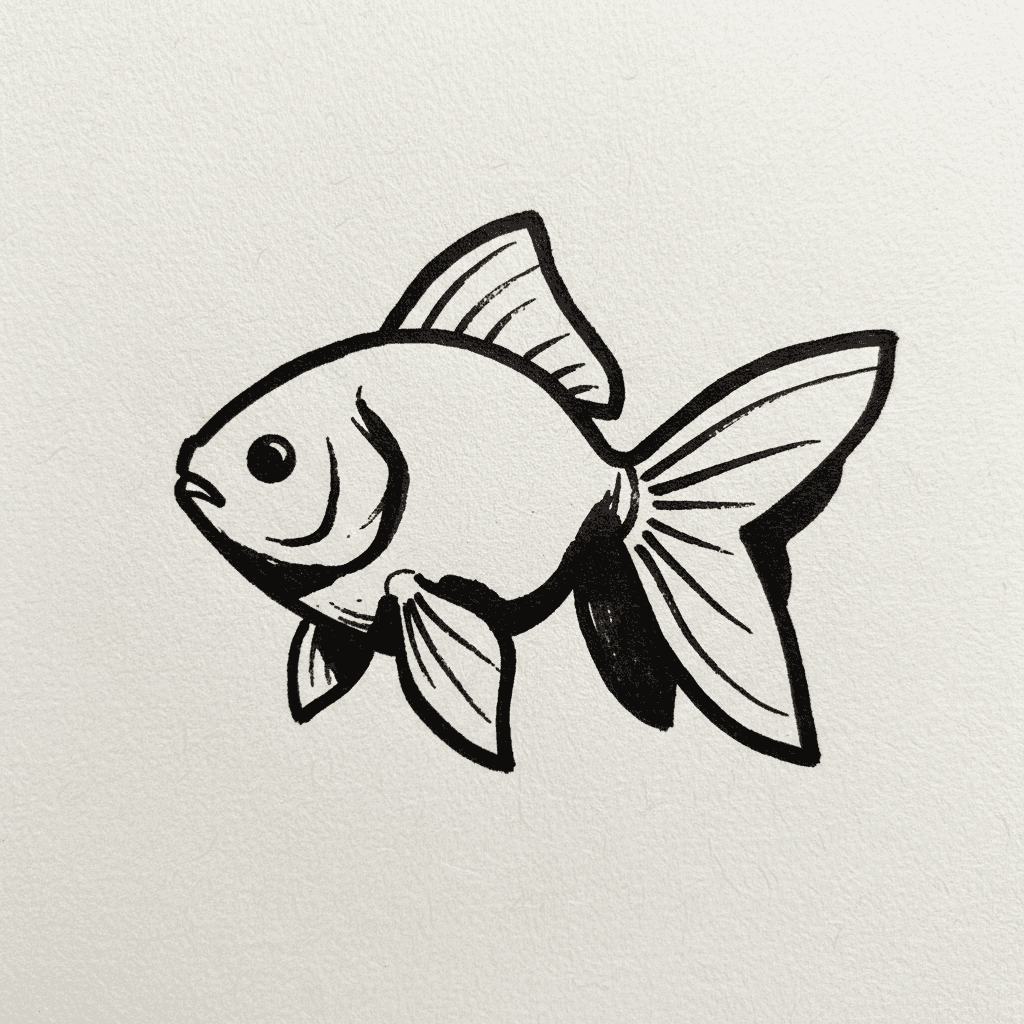 Goldfish with Marker Pen - easy marker drawing idea