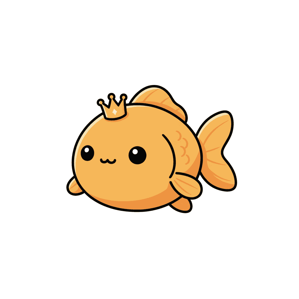 Goldfish Wearing A Tiny Crown - easy cartoon drawing idea