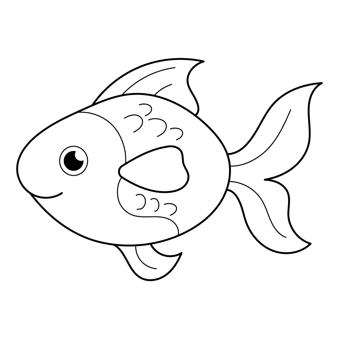 Goldfish - easy line-art drawing idea