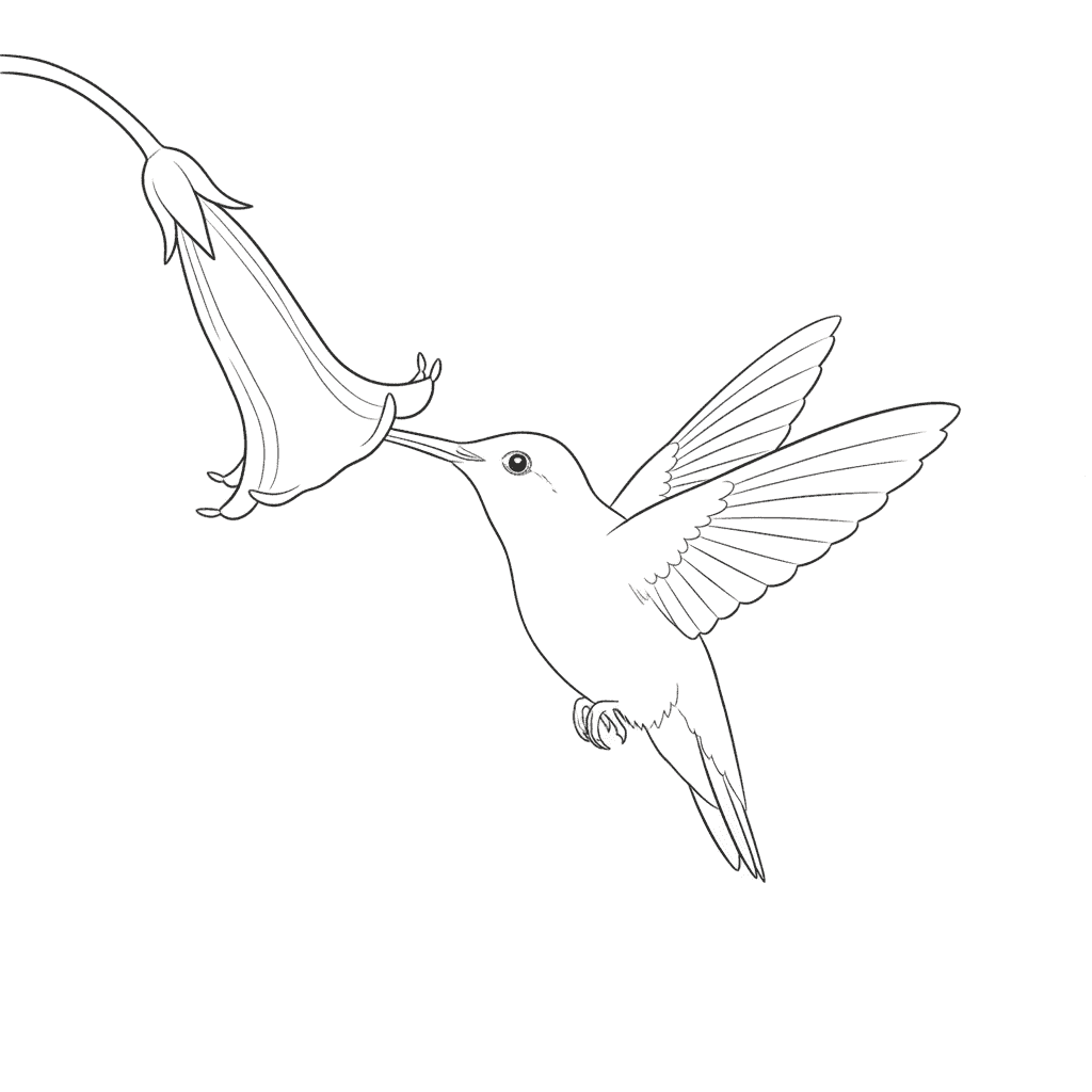 Hummingbird Flies Upside Down For Nectar - easy sketch drawing idea