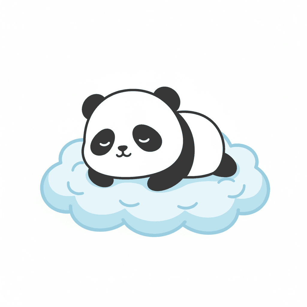 Panda Napping On Cloud - easy cartoon drawing idea