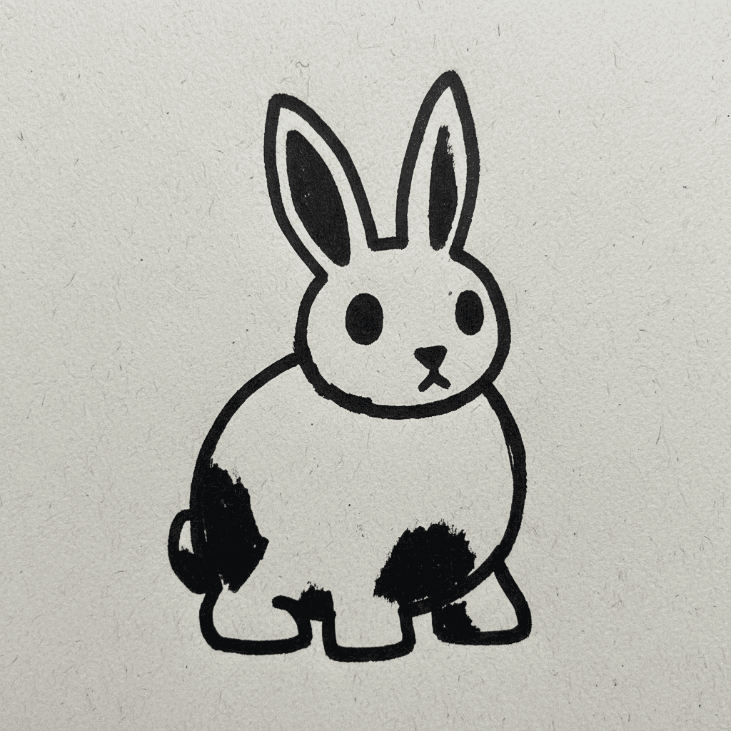 Rabbit with Marker Pen - easy marker drawing idea