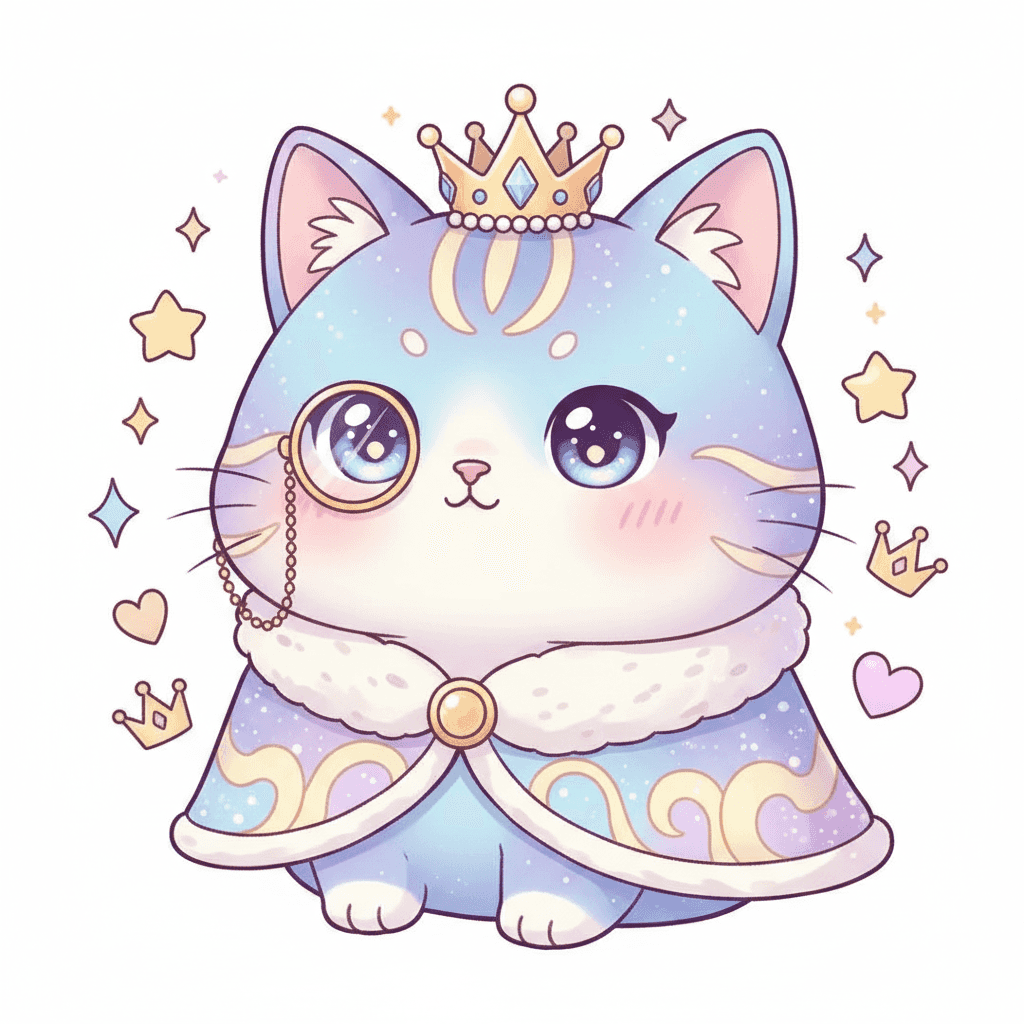 Regal Cat with Monocle (Anime) - hard cartoon drawing idea