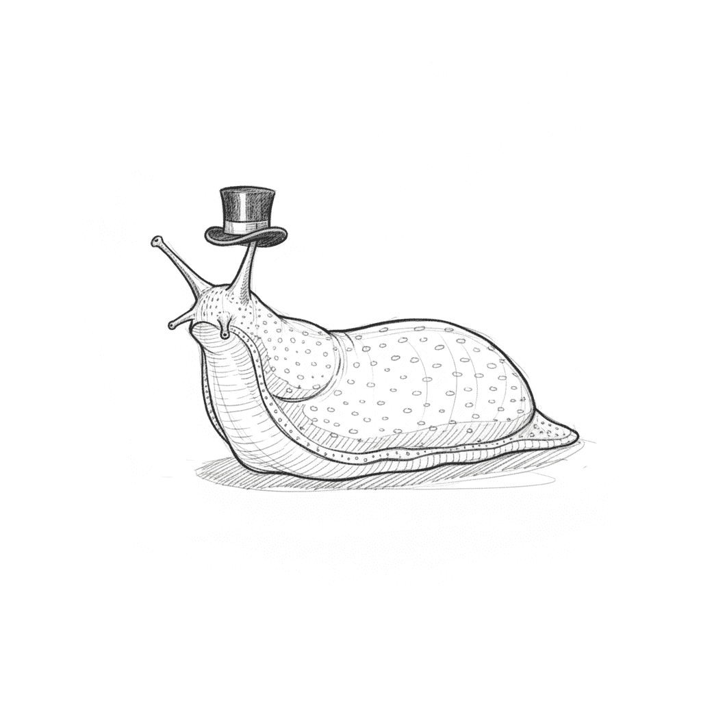 Slug Wearing A Tiny Top Hat - medium sketch drawing idea