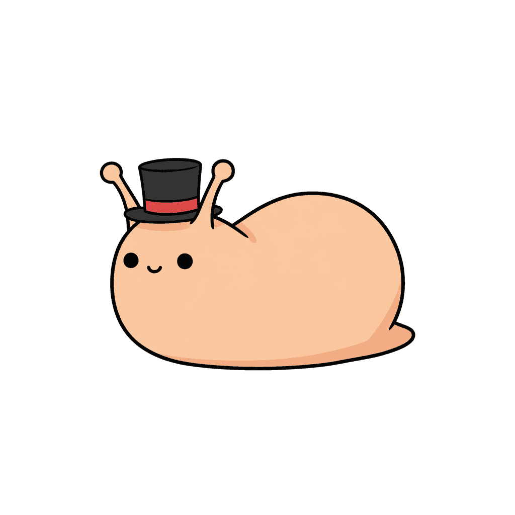 Slug Wearing Tiny Top Hat - easy cartoon drawing idea