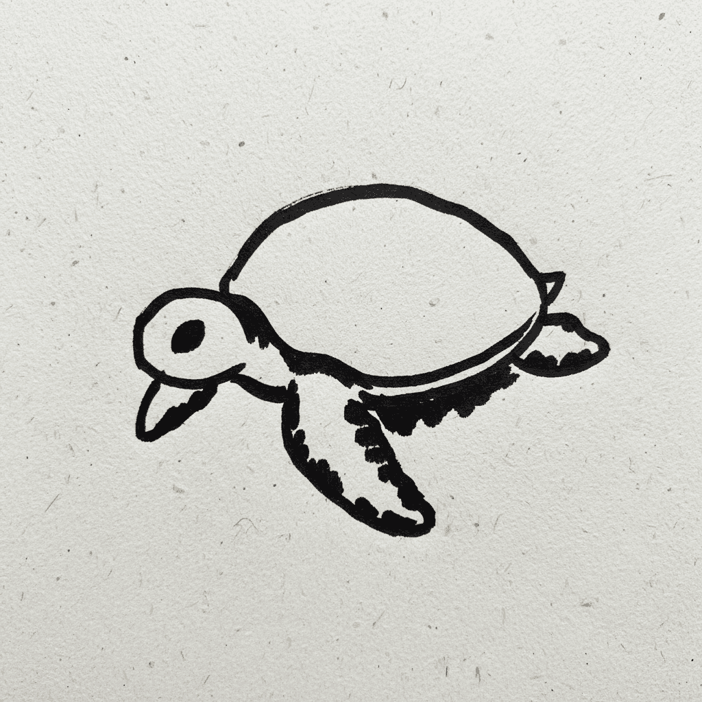 Turtle with Marker Pen - easy marker drawing idea