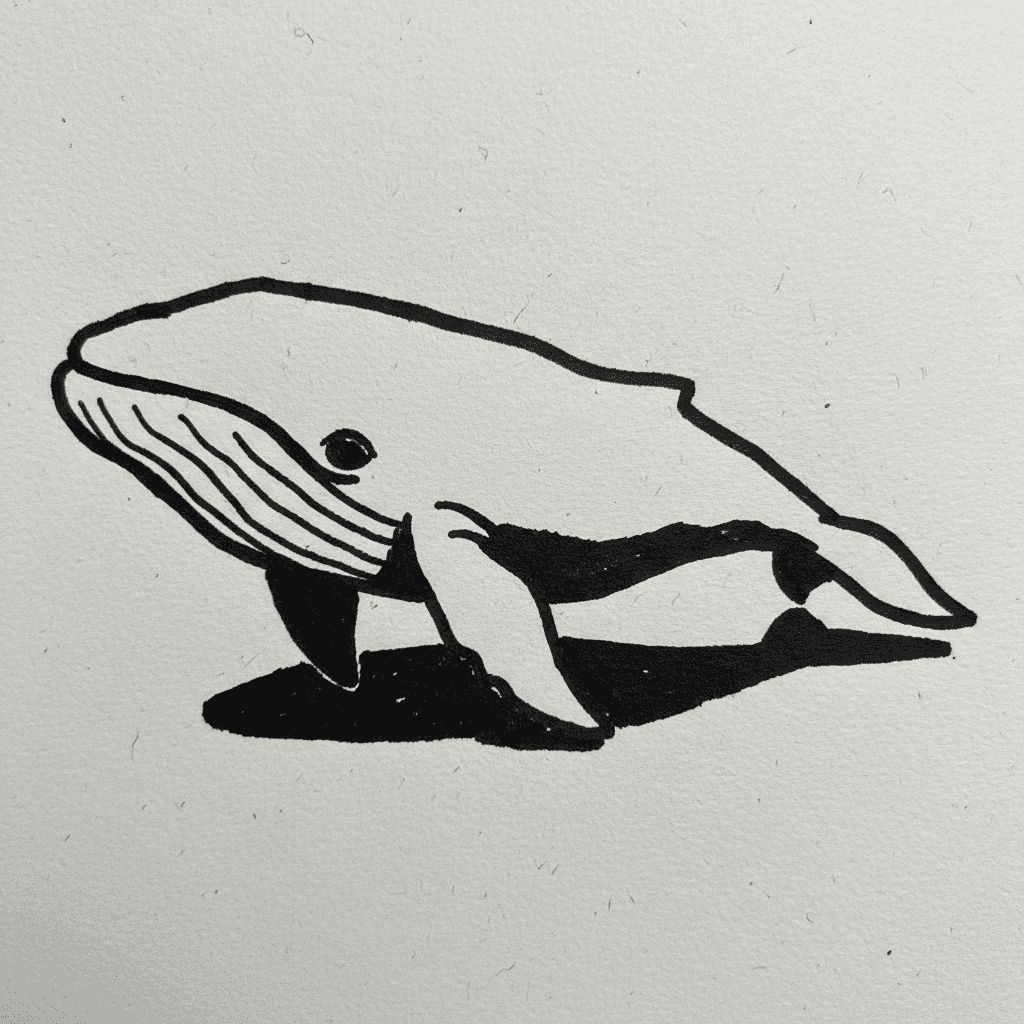 Whale with Marker Pen - easy marker drawing idea