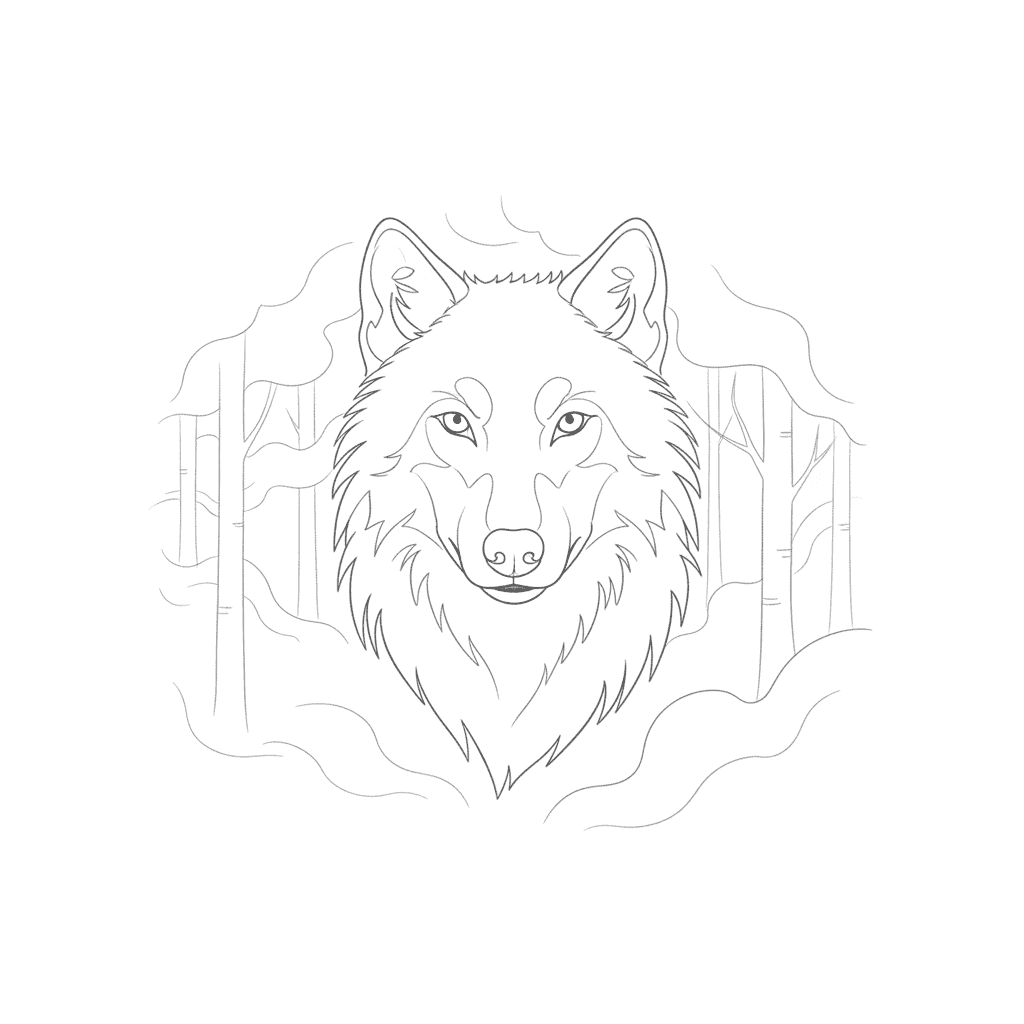 Wolf Peering From Misty Forest - easy sketch drawing idea