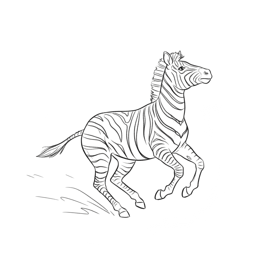 Zebra Galloping Wildly - easy sketch drawing idea