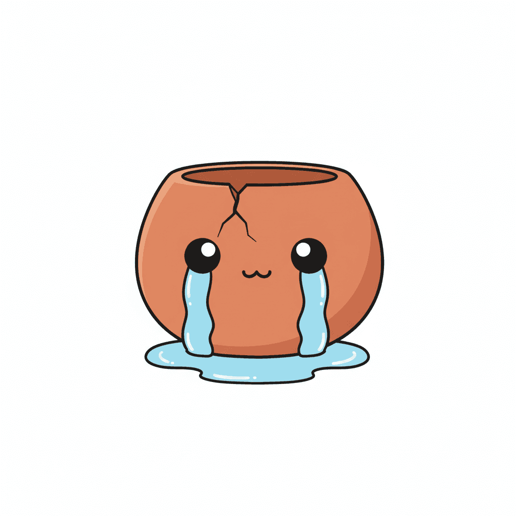 Cracked Pot Weeping Tears - easy cartoon drawing idea