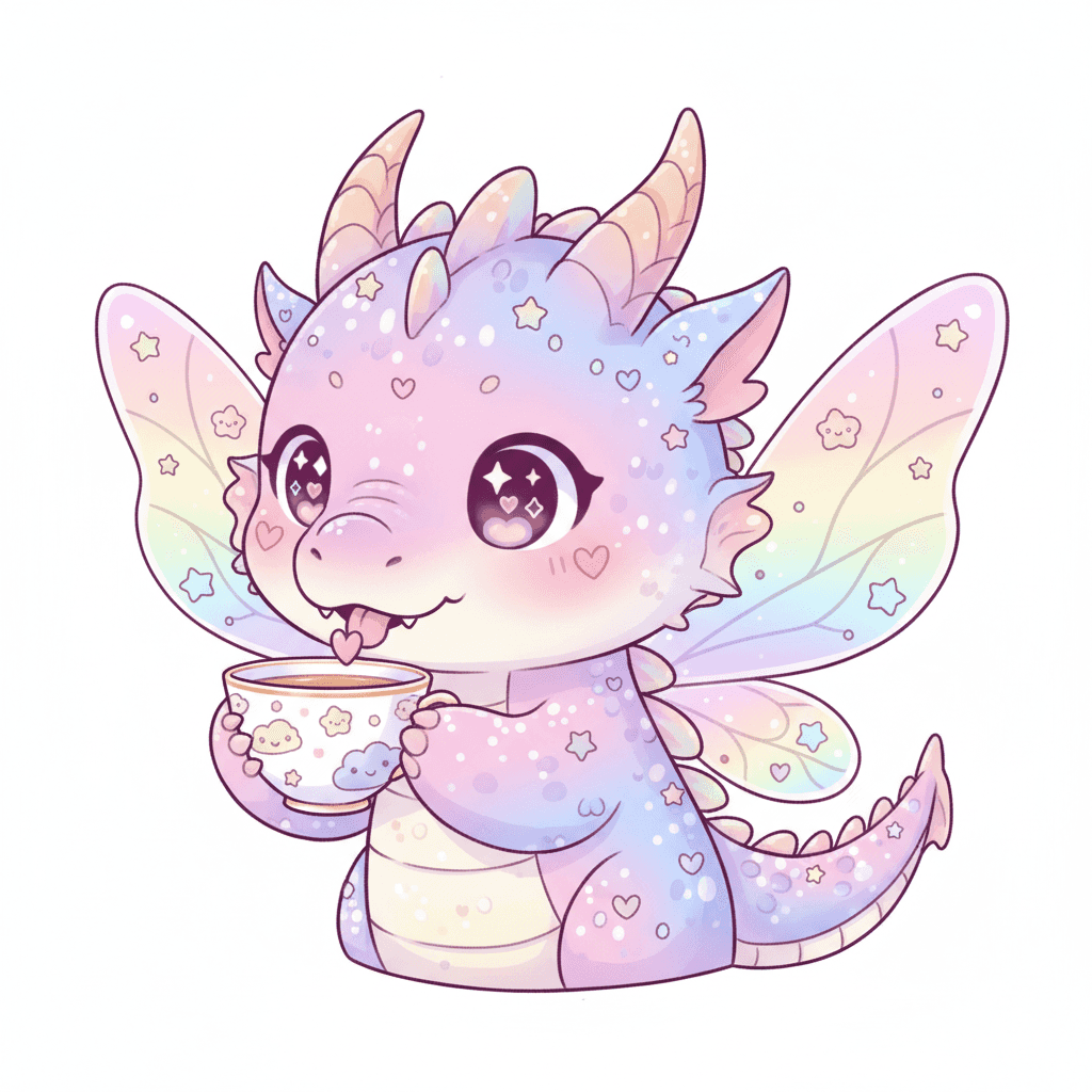 Dragon Sipping From Teacup - hard cartoon drawing idea