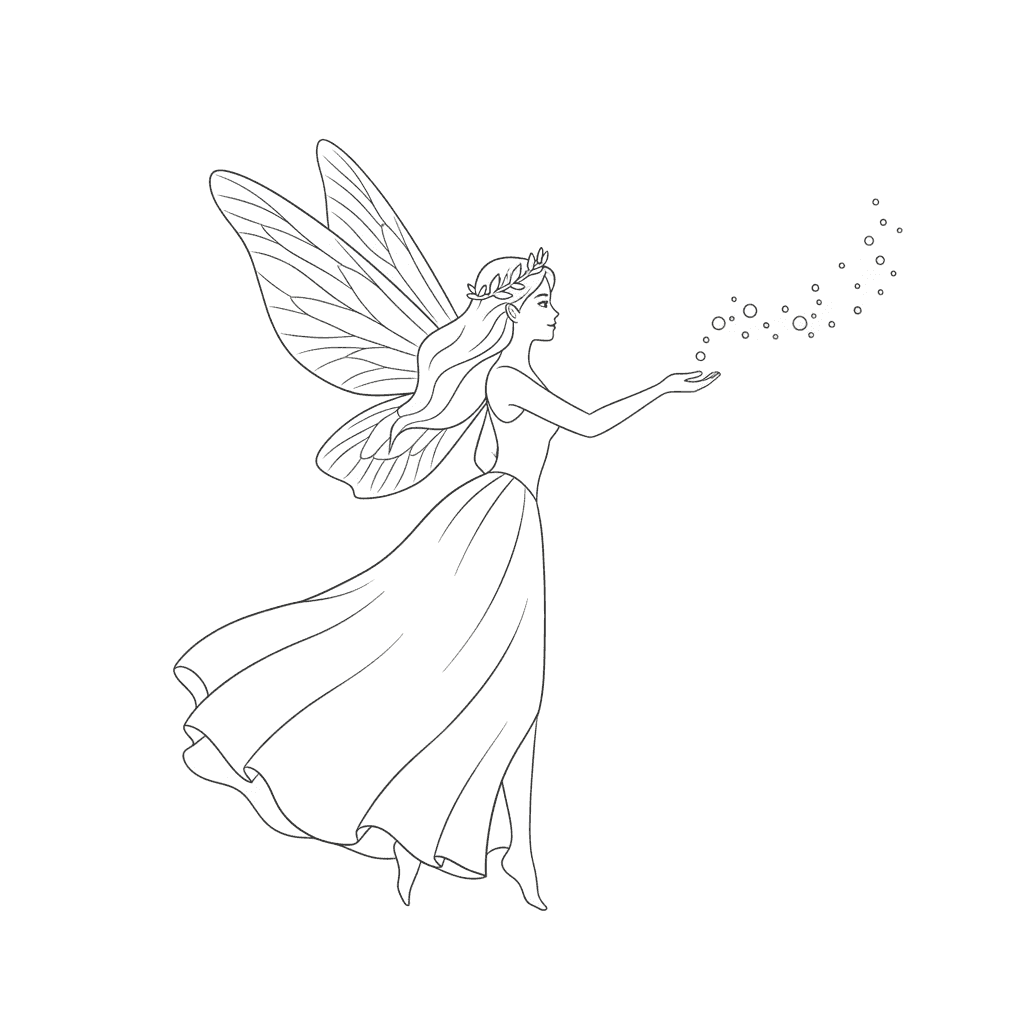 Fairy Sprinkling Stardust - easy sketch drawing idea
