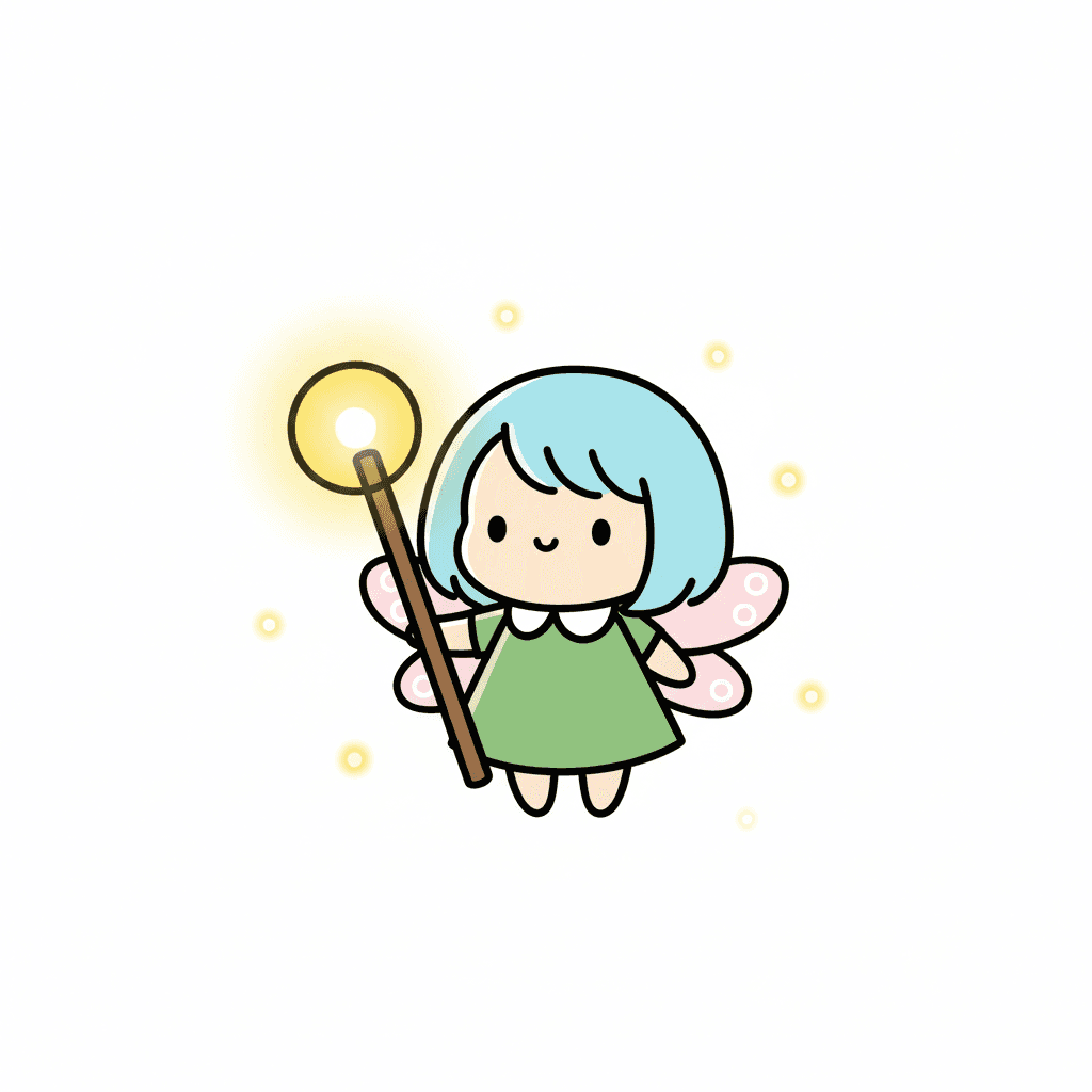 Fairy With A Glowing Lantern Staff - easy cartoon drawing idea