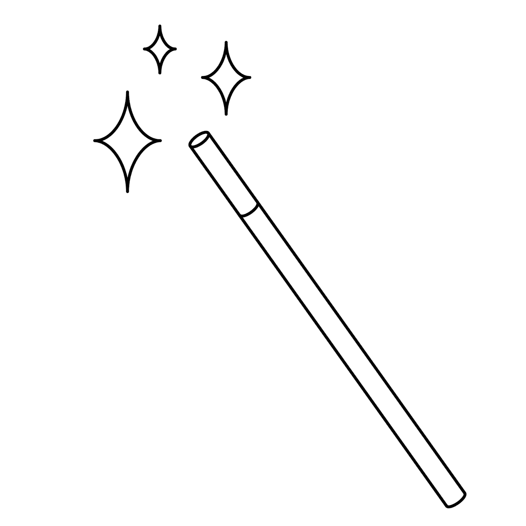 Magic Wand - easy line-art drawing idea