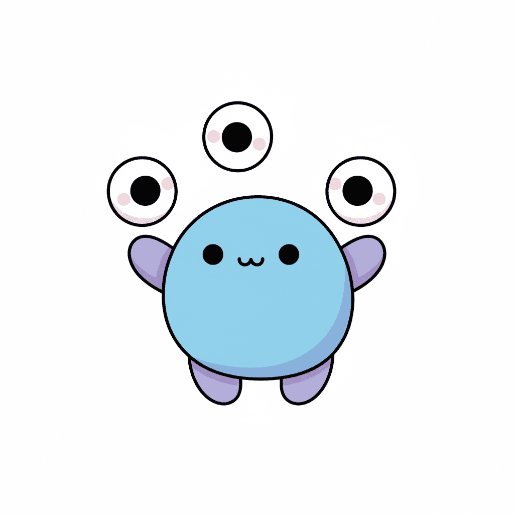 Monster Juggling Eyeballs - easy cartoon drawing idea