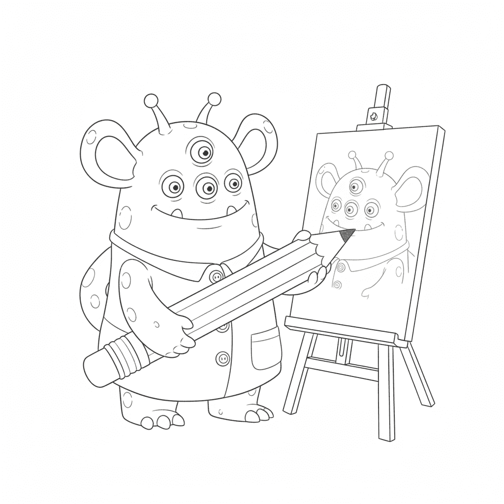 Monster Painting A Self Portrait - easy sketch drawing idea