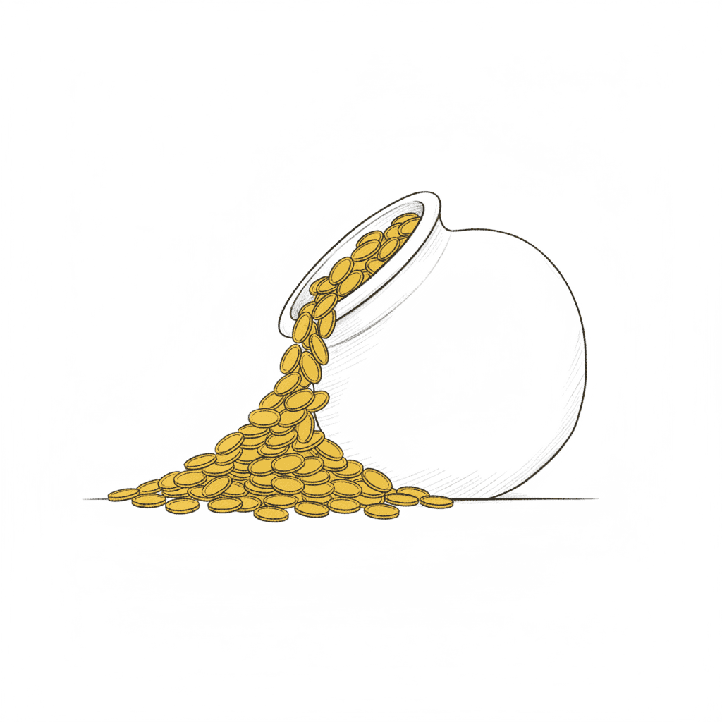 Pot Overflowing With Golden Coins - easy sketch drawing idea