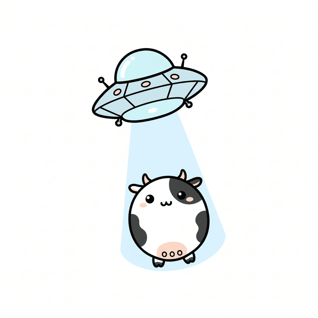 Ufo Abducting A Cow - easy cartoon drawing idea