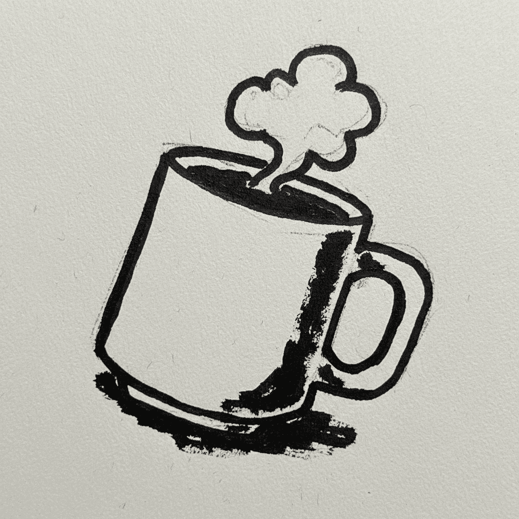 Coffee Cup with Marker Pen - easy marker drawing idea
