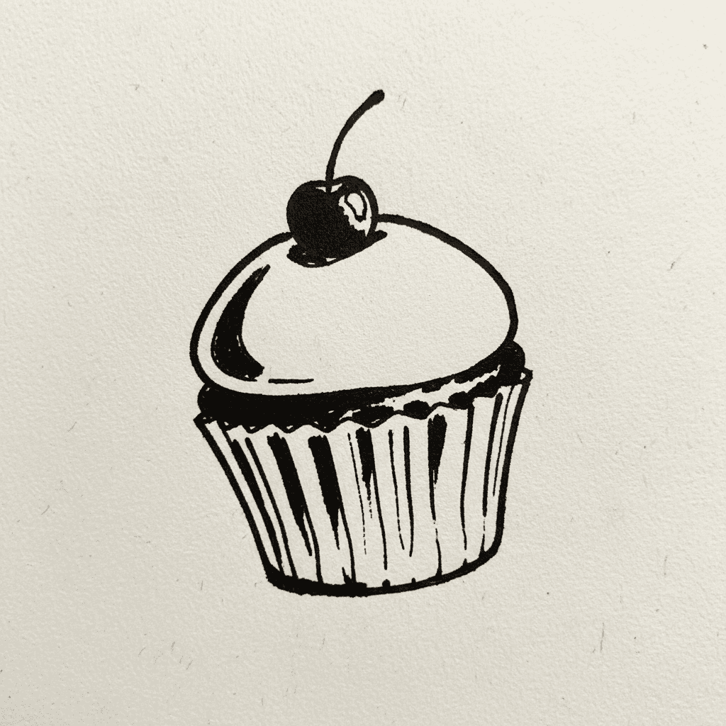 Cupcake with Marker Pen - easy marker drawing idea