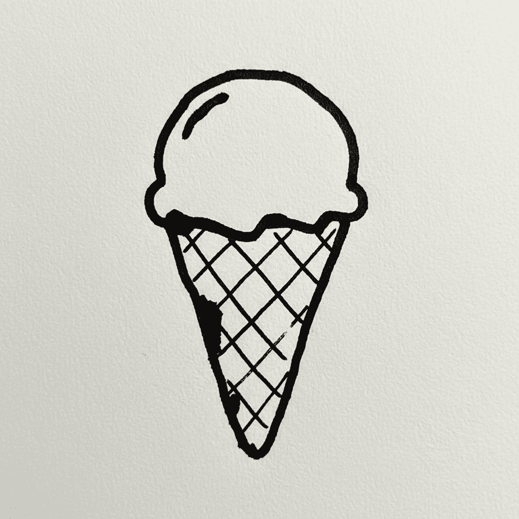 Ice Cream Cone with Marker Pen - easy marker drawing idea