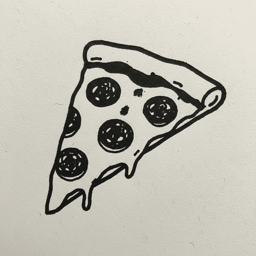 Pizza Slice with Marker Pen - easy sketch drawing idea