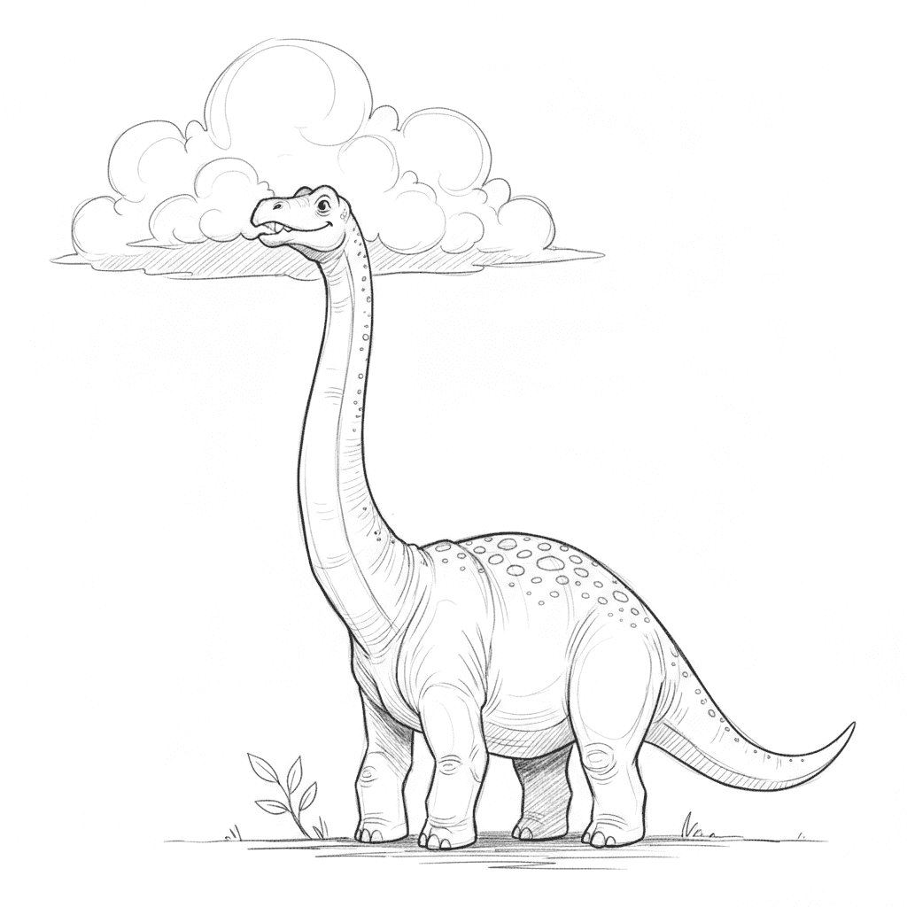 Bronto Eating Cloud - medium sketch drawing idea