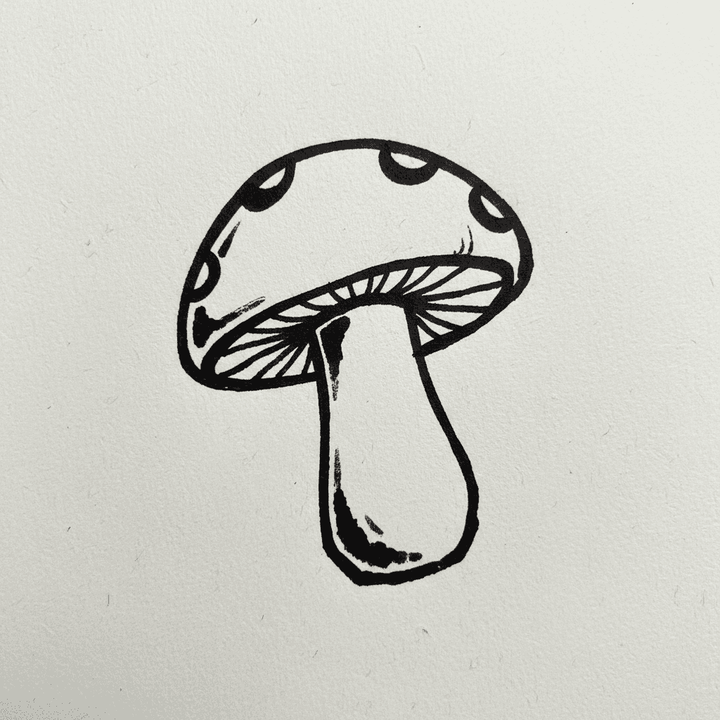 Mushroom with Marker Pen - easy marker drawing idea