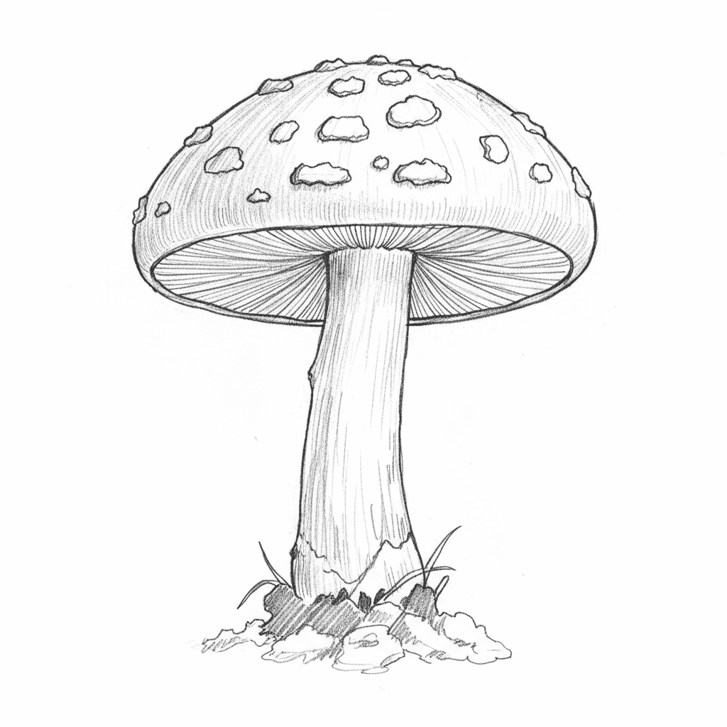 Mushroom - medium sketch drawing idea