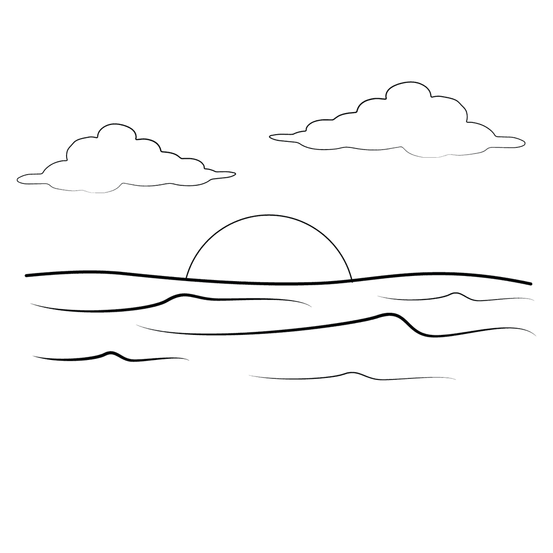 Ocean - medium line-art drawing idea