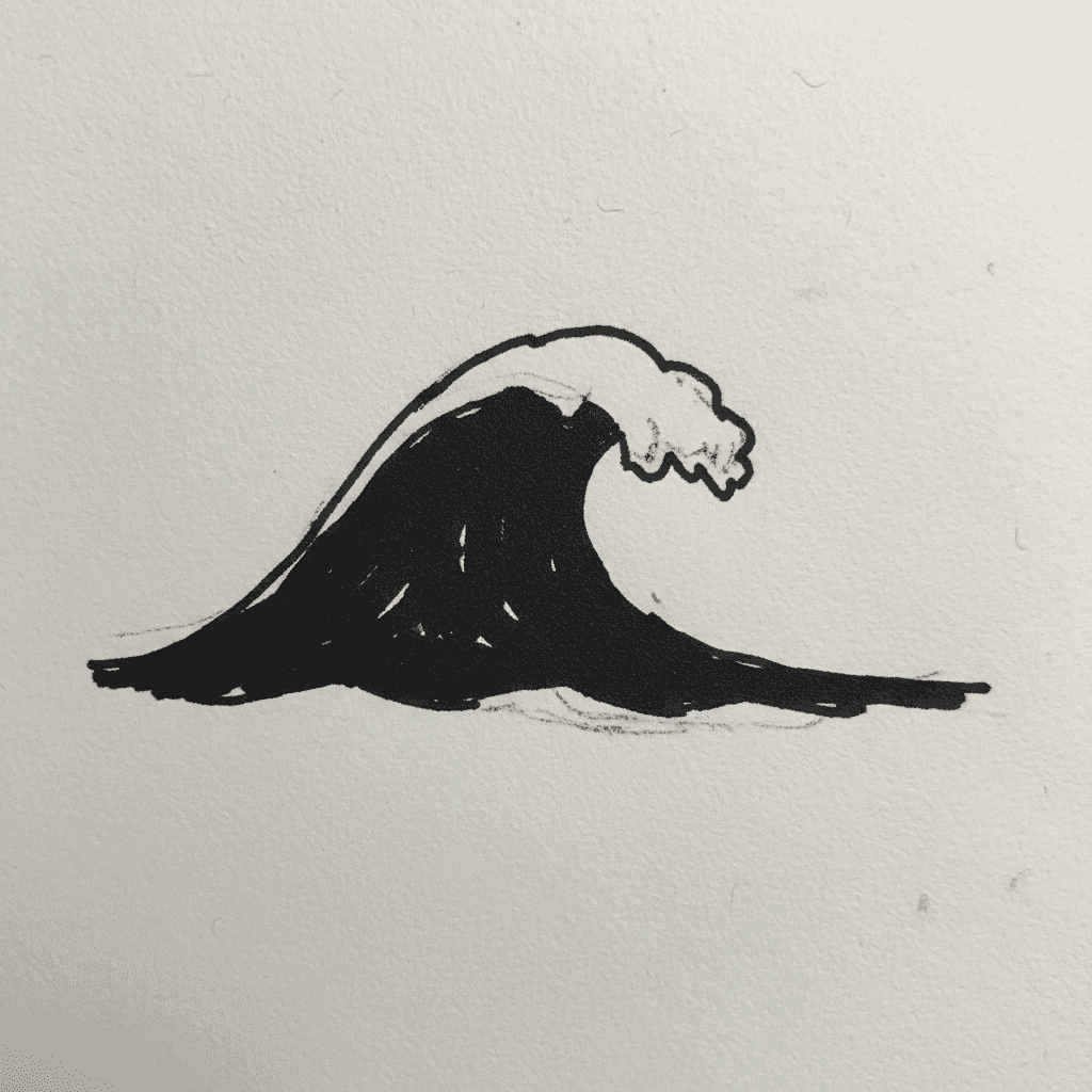 Wave with Marker Pen - easy marker drawing idea