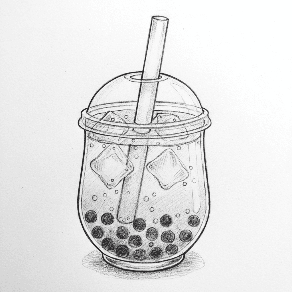 Boba Tea - medium sketch drawing idea