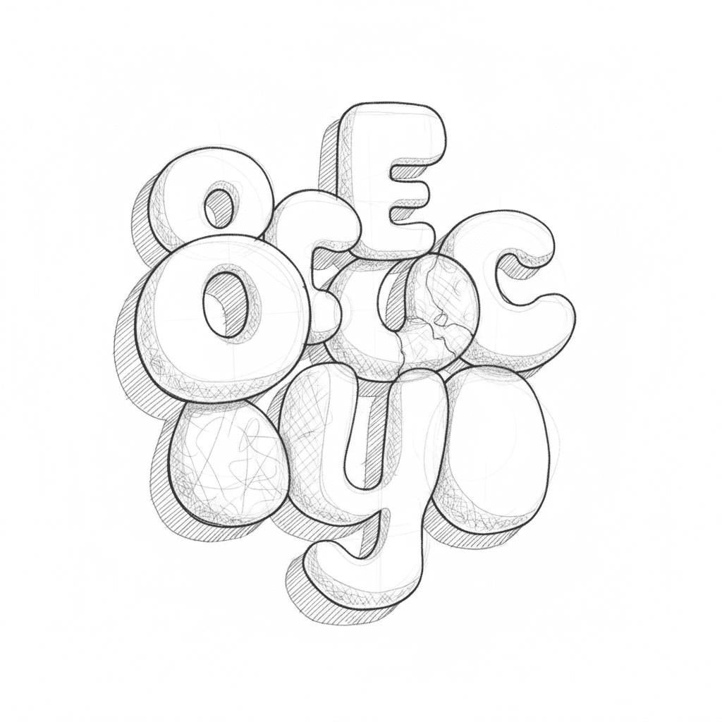 Bubble Letters - medium sketch drawing idea