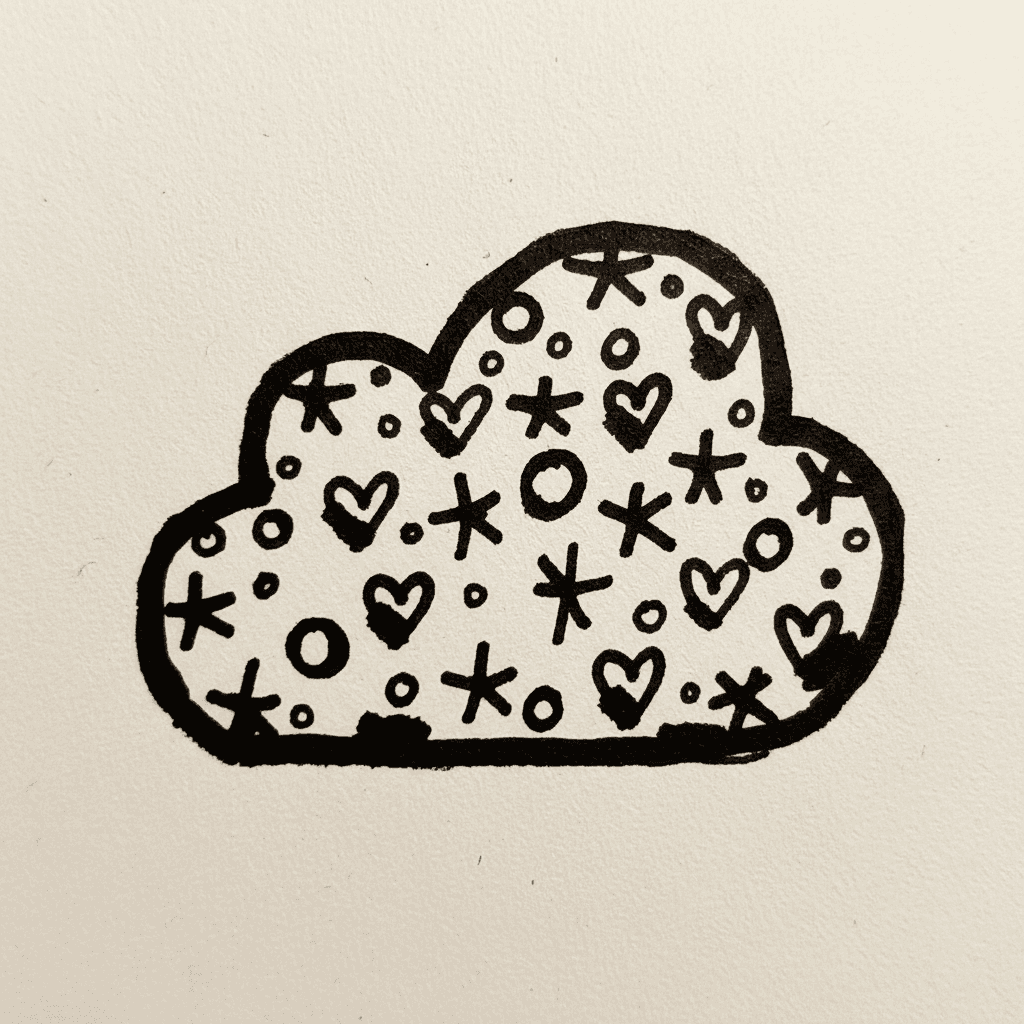 Cloud of Shapes with Marker Pen - easy marker drawing idea