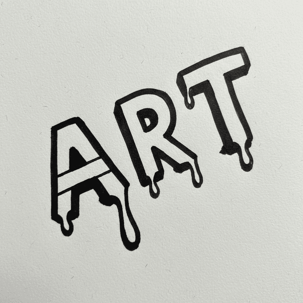 Dripping Letters with Marker Pen - easy sketch drawing idea