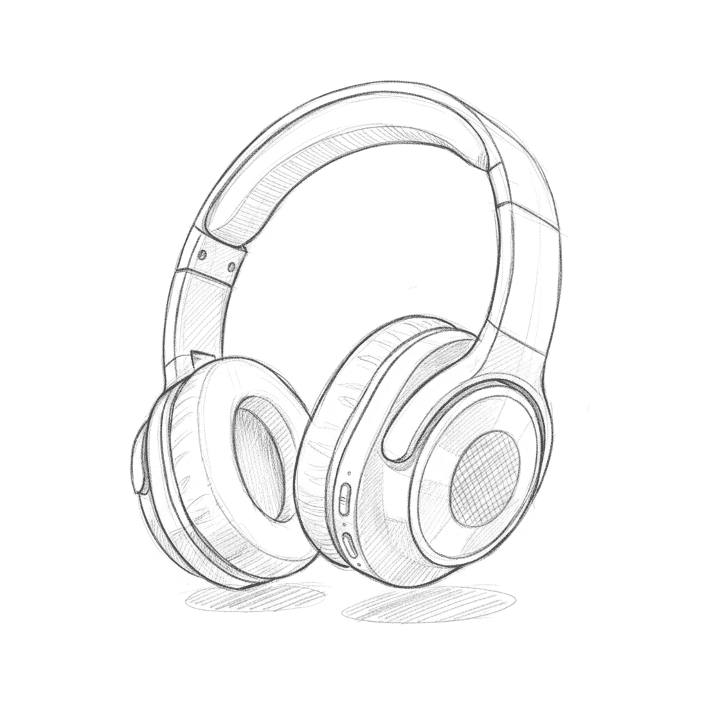 Headphones - medium sketch drawing idea