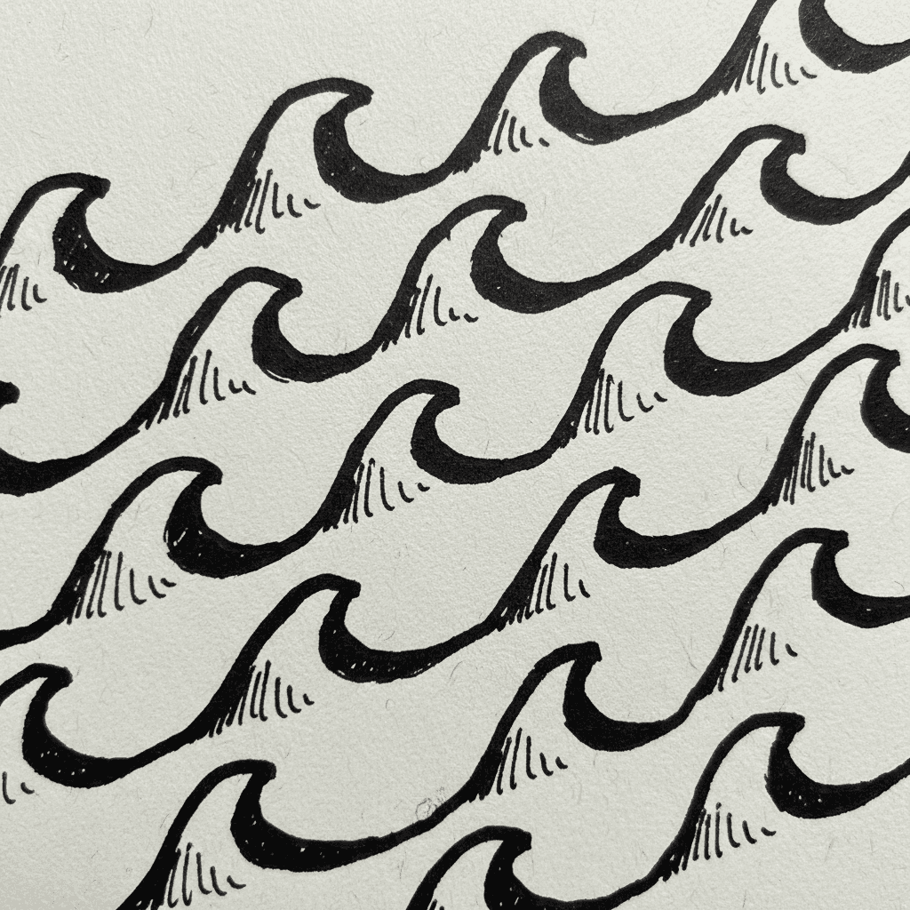 Wave Pattern with Marker Pen - easy marker drawing idea